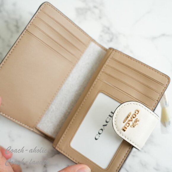 COACH C7413 Medium Corner Zip Wallet With Ornament Print Gold/Chalk Multi - Picture 6 of 9